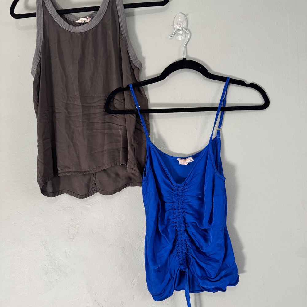 2pc Nation LTD Royal Blue Ruched V Neck Spaghetti Strap Cami Top USA Size S/M